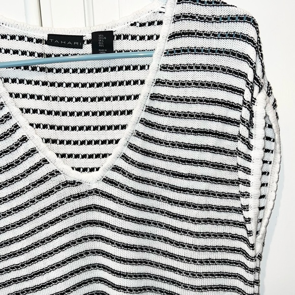 Tahari Crochet Stripe Poolside Swim Cover Up Dress Large Beach Resort - Picture 4 of 7